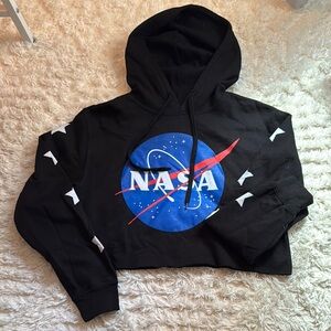 NASA Black Cropped Hoodie